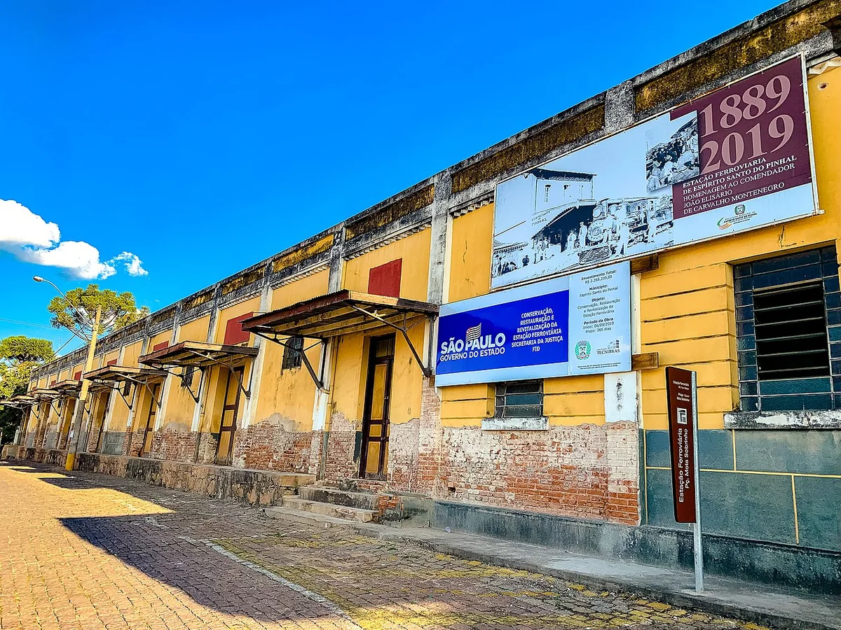 Pátio da histórica Estação Ferroviária da Mogiana em Espírito Santo do Pinhal